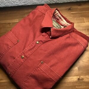 Expeditions‎ by Wrangler Men Red Plaid Lined Shacket Snap Closure Work Shirt XXL
